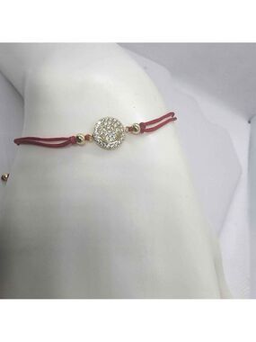 Stering Silver 925 Happy Face Design With Red String Bracelet